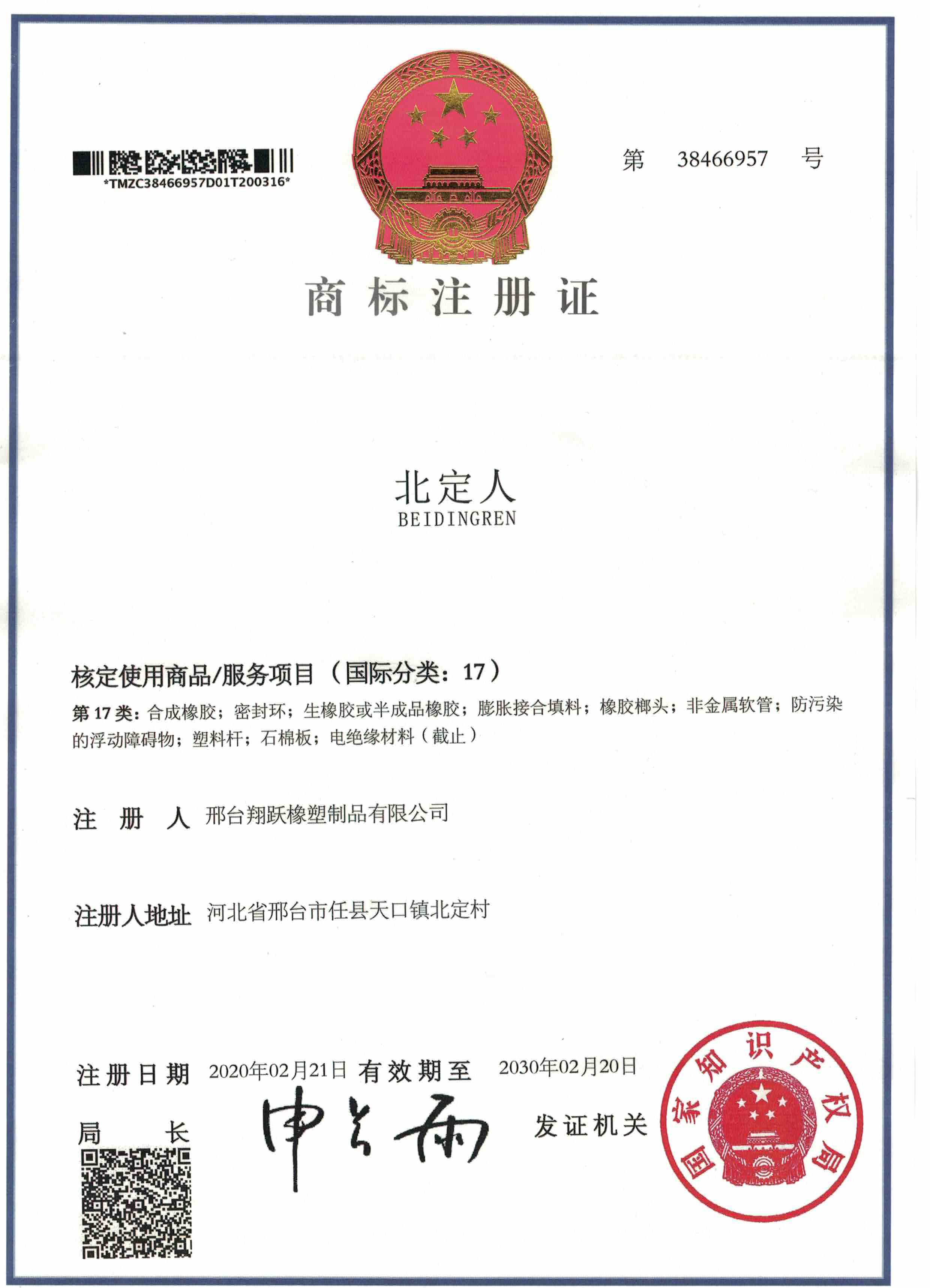 Trademark Registration Certificate